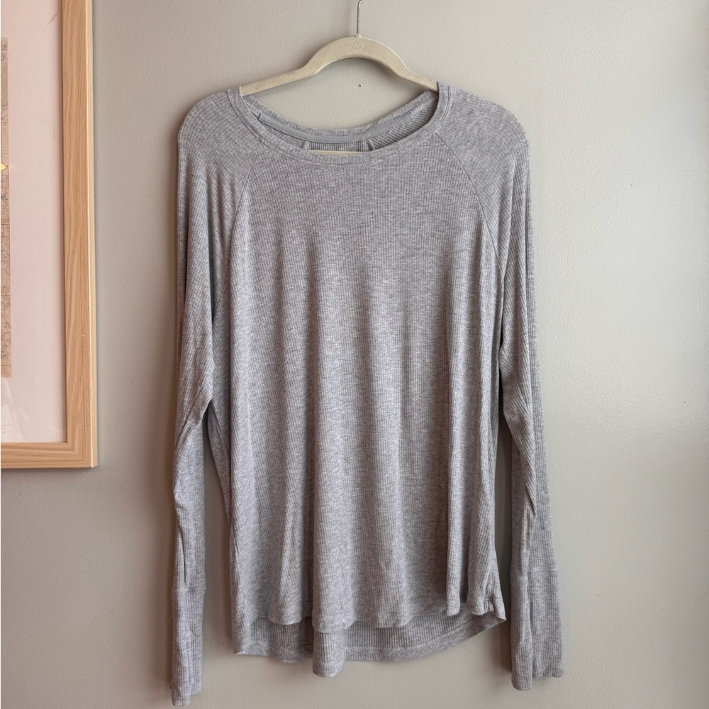 Aerie offline soft heather gray ribbed long sleeve